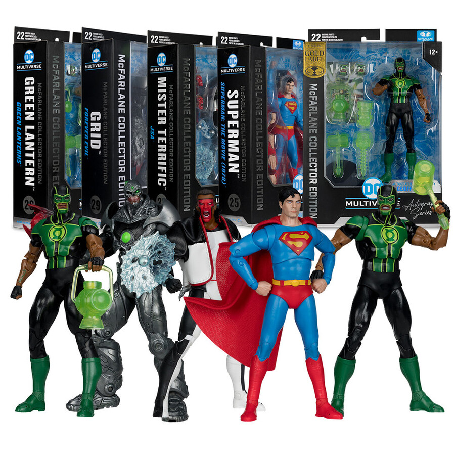 green lantern simon bazgreen lantern simon baz autograph gold labelgrid forever evilmister terrific jsasuperman superman movie 1978 mcfarlane collector edition bundle 5 7 figures