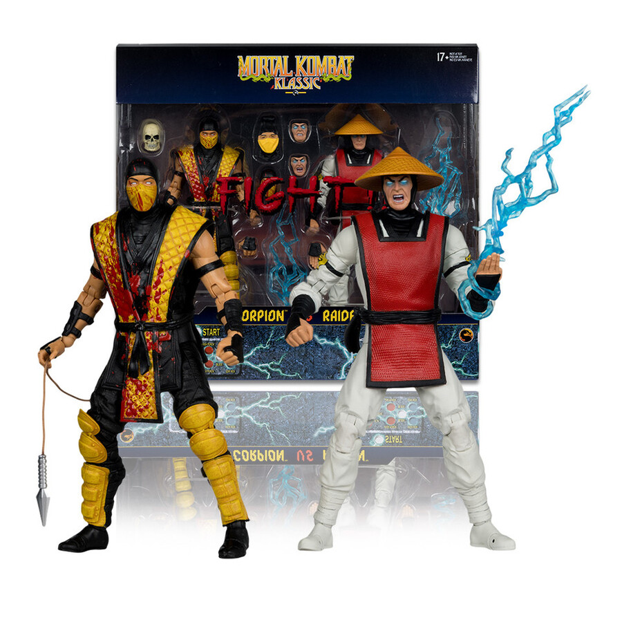 scorpion vs raiden mortal kombat klassic 2-pack 7 figures