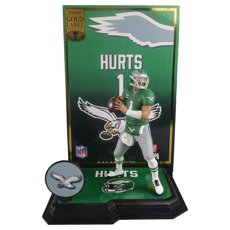 jalen hurts wkelly green jersey philadelphia eagles gold label nfl 7 figure mcfarlanes sportspicks mcfarlane toys store exclusive