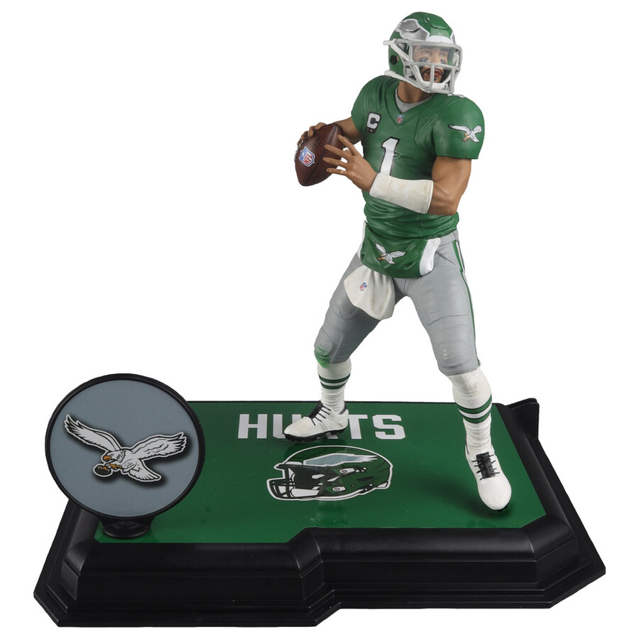 jalen hurts wkelly green jersey philadelphia eagles gold label nfl 7 figure mcfarlanes sportspicks mcfarlane toys store exclusive