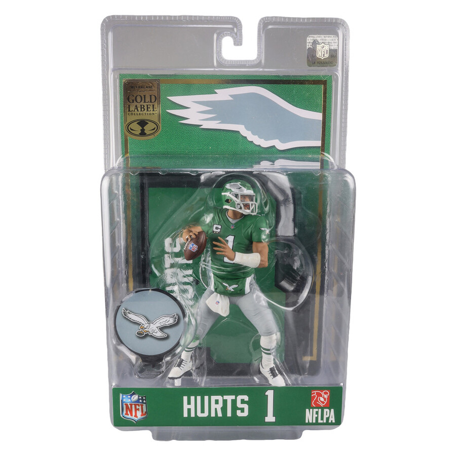 jalen hurts wkelly green jersey philadelphia eagles gold label nfl 7 figure mcfarlanes sportspicks mcfarlane toys store exclusive