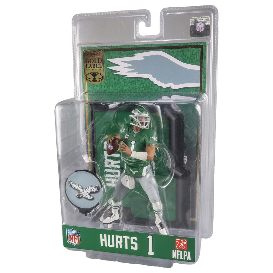 jalen hurts wkelly green jersey philadelphia eagles gold label nfl 7 figure mcfarlanes sportspicks mcfarlane toys store exclusive