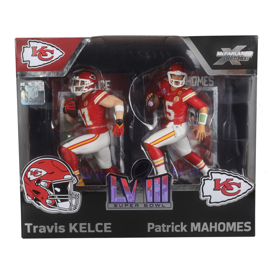 travis kelce and patrick mahomes super bowl lviii kansas city chiefs nfl 2-pack 7 figures mcfarlanes sportspicks