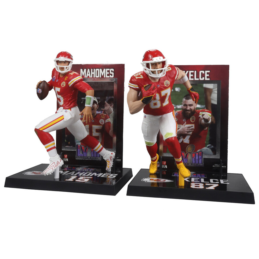 travis kelce and patrick mahomes super bowl lviii kansas city chiefs nfl 2-pack 7 figures mcfarlanes sportspicks