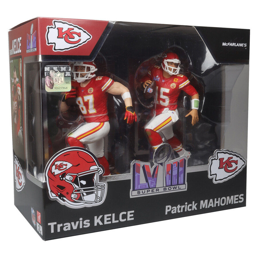 travis kelce and patrick mahomes super bowl lviii kansas city chiefs nfl 2-pack 7 figures mcfarlanes sportspicks
