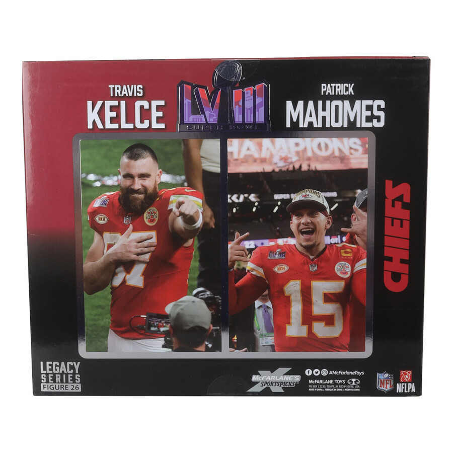 travis kelce and patrick mahomes super bowl lviii kansas city chiefs nfl 2-pack 7 figures mcfarlanes sportspicks