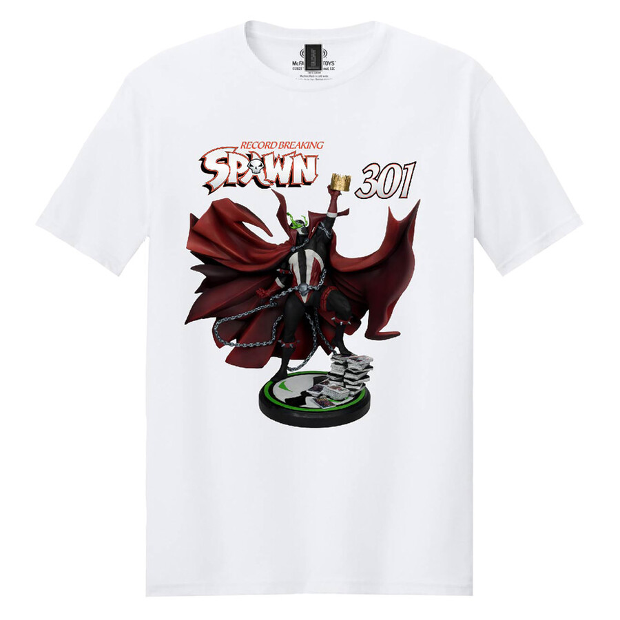 spawn comic 301 record breaking figure t-shirt white mts exclusive